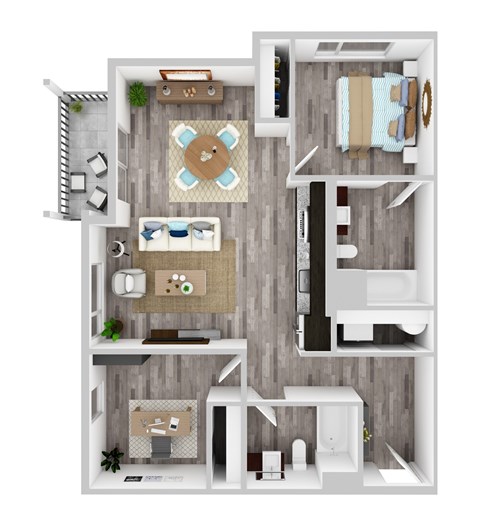 Confluence on Farwell Apartments in Spokane, Washington 1 Bedroom with Den Floor Plan